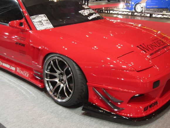 GT Front Wide Fenders for S13 Hatchback, 30mm or 50mm, Front, Glare