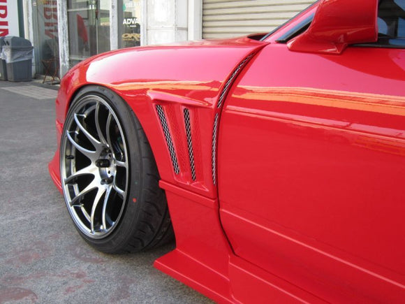 GT Front Wide Fenders for S13 Hatchback, 30mm or 50mm, Front, Glare