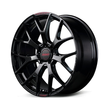 RAYS HOMURA 2x7FT SPEC-M wheel in Glossy Black / RAP Red Clear (B8J)