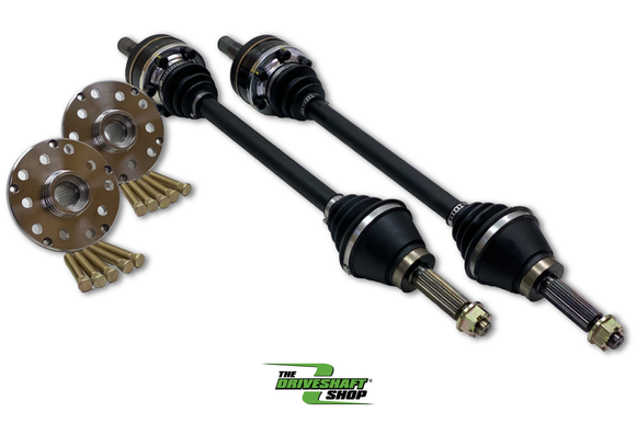 参考画像：別車種：2004–2007 Impreza STI用Pro-Levelリアハブキット。販売商品はLegacy Spec B用です。写真はImpreza STI用で、接続部・ハブ・全長・付属品・左右差を示しません。 左右の長さ・形状や写真の部品点数は、販売商品の左右構成・販売単位・同梱数を示しません。