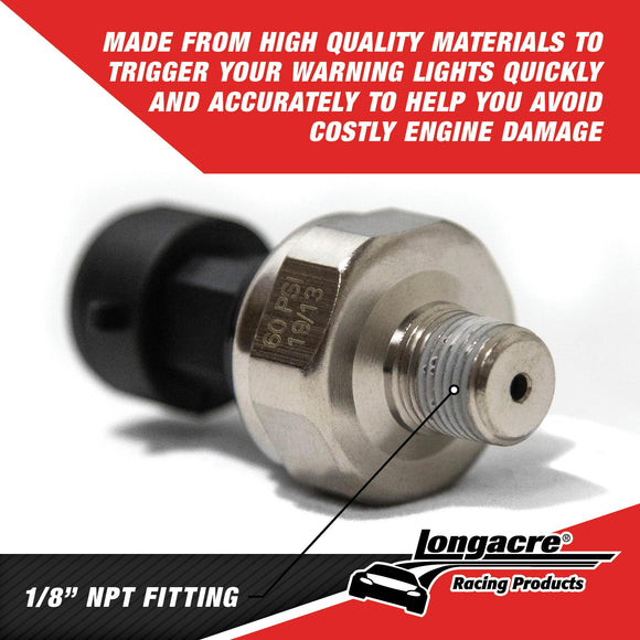 Longacre 52-43510 SMi™ Pressure Sensor - 0-15 psi Fuel Pressure, 0-60 Water Pr
