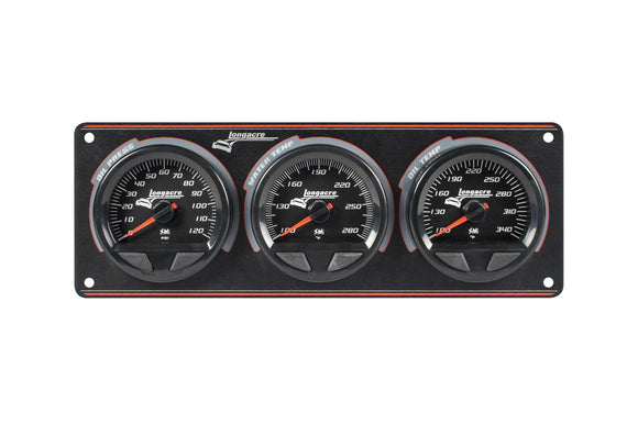 Longacre 52-44561 SMi™ Elite Waterproof Gauge Panel, 3 Gauge Oil Pressure/Wate