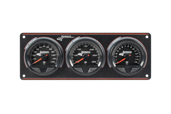 Longacre 52-44562 SMi™ Elite Waterproof Gauge Panel, 3 Gauge Oil Pressure/Wate