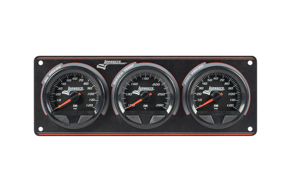 Longacre 52-44563 SMi™ Elite Waterproof Gauge Panel, 3 Gauge Oil Pressure/Wate