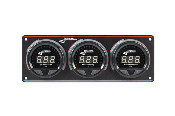 Longacre 52-44662 Digital Elite LED Waterproof Gauge Panel, 3 Gauge Oil Pressu