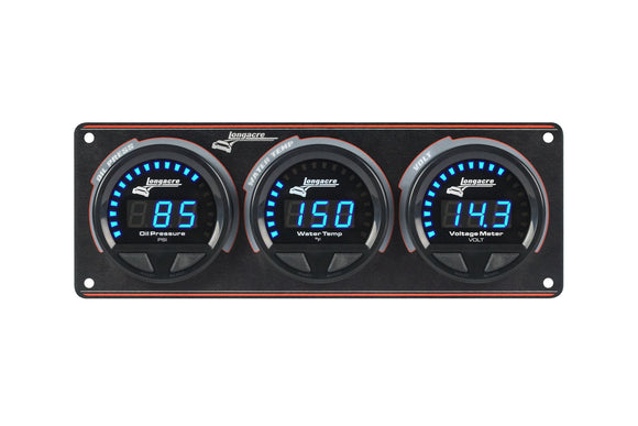 Longacre 52-44664 Digital Elite LED Waterproof Gauge Panel from Longacre, 3 Ga