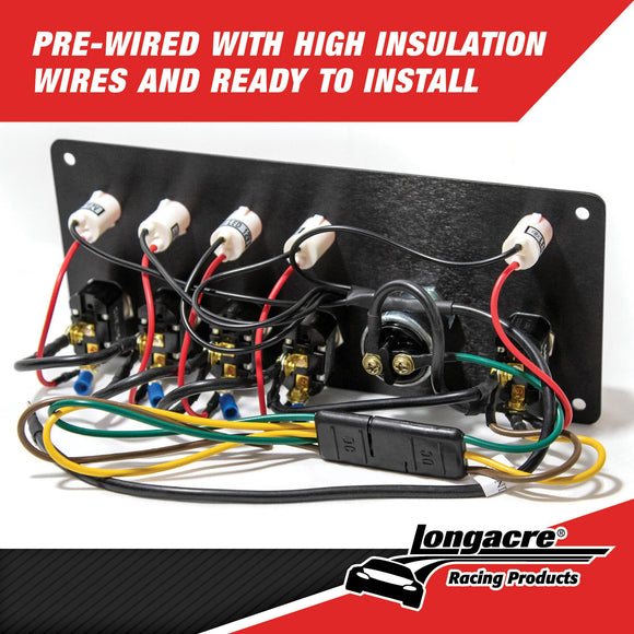 Longacre 52-44869 Flip-up Start / Ignition panel w/ 4 acc & pilot lights
