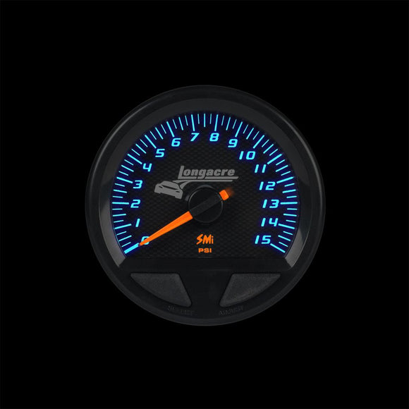Longacre 52-46750 SMi™ Elite Waterproof Gauges, Fuel Pressure 0-15 psi, Sensor