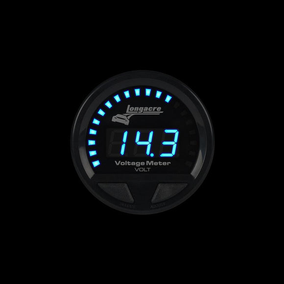 Longacre 52-46862 Digital Elite LED Waterproof Gauges, Volt Gauge 8-18, Sensor