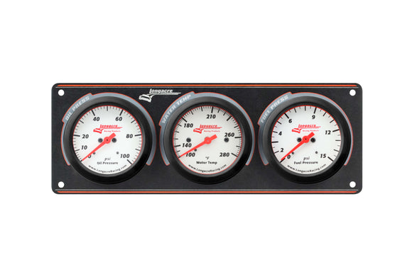 Longacre 52-46914 Sportsman™ Elite 3 Gauge Panel Oil Pressure, Water Temperatu