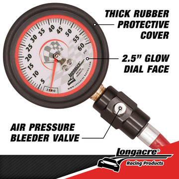 Longacre 52-52003 Deluxe 2½" Analog Tire Pressure Gauge