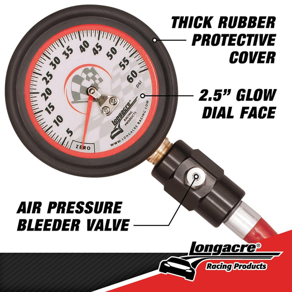 Longacre 52-52003 Deluxe 2½" Analog Tire Pressure Gauge