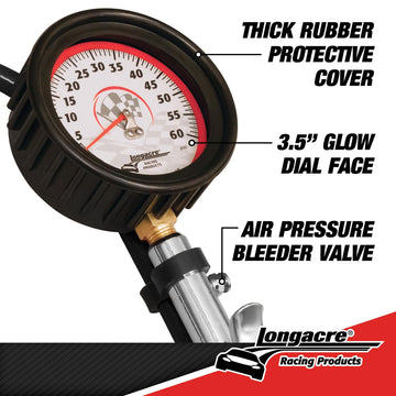 Longacre 52-52007 Magnum™ 3½" GID Quick Fill Tire Gauge 0-60 psi
