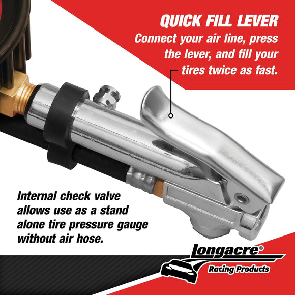 Longacre 52-52009 Deluxe 2½" GID Quick Fill Tire Gauge 0-60 psi