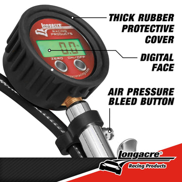 Longacre 52-53098 Digital Quick Fill Tire Pressure Gauge 0-125 psi