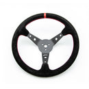 Longacre 52-56797 Suede Dished Steering Wheel - 15" Black