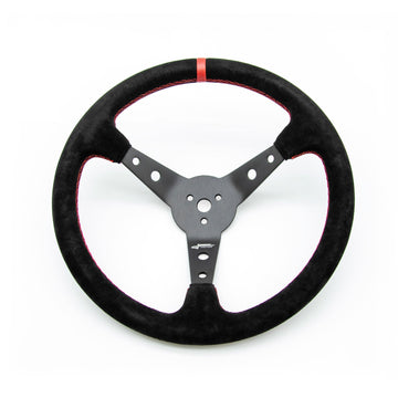Longacre 52-56797 Suede Dished Steering Wheel - 15" Black
