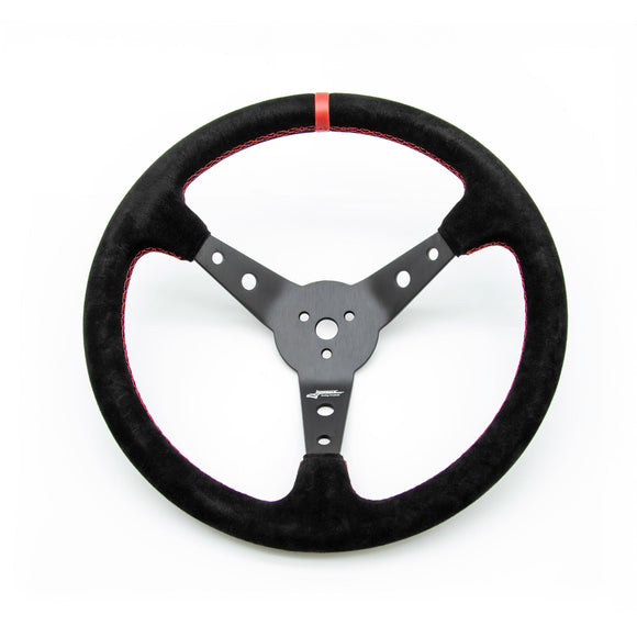 Longacre 52-56797 Suede Dished Steering Wheel - 15" Black