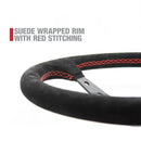 Longacre 52-56797 Suede Dished Steering Wheel - 15" Black