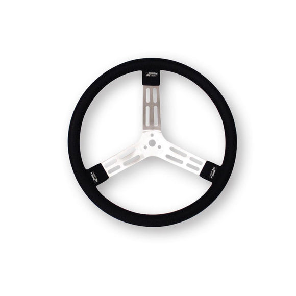 Longacre 52-56801 15" Aluminum Steering Wheel - Black Smooth Grip with Natural