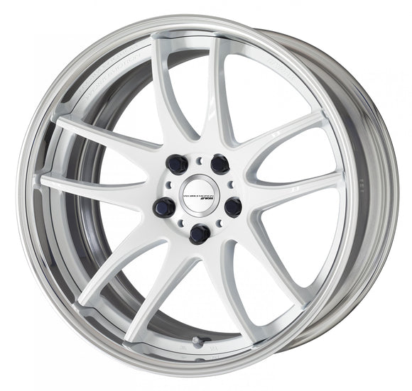 WORK EMOTION CR 2P — White (WHT), Deep Concave. WORK's 19 inch FULL REVERSE wheel, shown as a finish reference for 18 inch FULL REVERSE.
