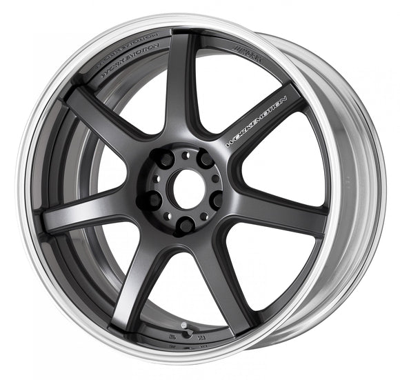WORK EMOTION T7R 2P — Mat Carbon (MGM), Semi Concave. WORK's 19 inch FULL REVERSE wheel, shown as a finish reference for 20 inch STEP RIM.