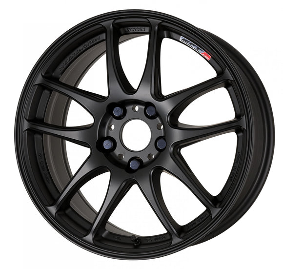 WORK EMOTION CR Kiwami — Matte Black (MBL), SEMI taper. WORK's 18 inch NORMAL wheel, shown as a finish reference for 15 inch NORMAL.
