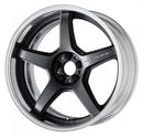 WORK EMOTION T5R 2P — Mat Carbon (MGM), Middle Concave. WORK's 18 inch FULL REVERSE wheel, shown as a finish reference for 19 inch STEP RIM.