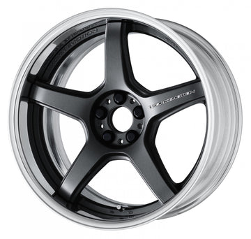 WORK EMOTION T5R 2P — Mat Carbon (MGM), Middle Concave. WORK's 18 inch FULL REVERSE wheel, shown as a finish reference for 19 inch STEP RIM.