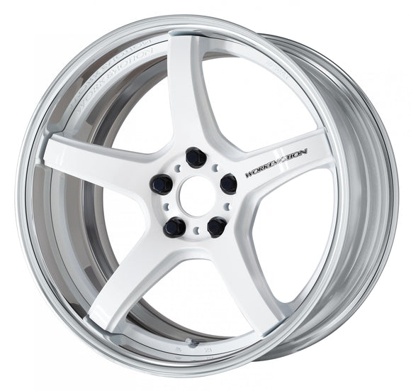 WORK EMOTION T5R 2P — White (WHT), Deep Concave. WORK's 19 inch FULL REVERSE wheel, shown as a finish reference for 18 inch FULL REVERSE.