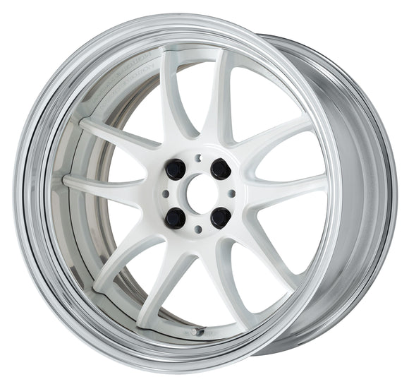 WORK EMOTION CR 2P — White (WHT), Semi Concave. WORK's 18 inch STEP RIM wheel, shown as a finish reference for 17 inch STEP RIM.