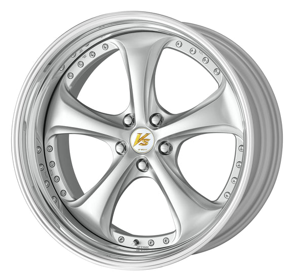 WORK VS KF# 21 inch STEP RIM – Light Greyish Silver (LGS) disk with buff-anodized step rim (official WORK product image)