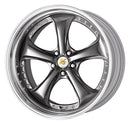 WORK VS KF# 21 inch STEP RIM – Brilliant Silver Black (BSB) disk with buff-anodized step rim (official WORK product image)