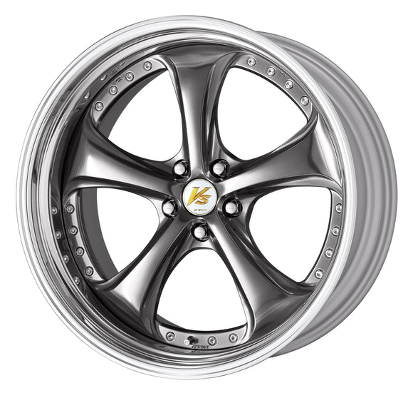WORK VS KF# 21 inch STEP RIM – Brilliant Silver Black (BSB) disk with buff-anodized step rim (official WORK product image)