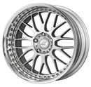 WORK VS XX 19 inch FULL REVERSE – Light Greyish Silver (LGS), shown with WORK's optional silver W-emblem centre cap