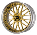 WORK VS XX 20 inch FULL REVERSE – Gold (GLD), shown with WORK's optional black chrome piercing bolts