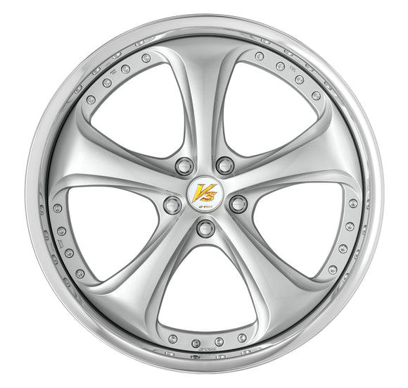 WORK VS KF# 21 inch FULL REVERSE – Light Greyish Silver (LGS) five-spoke disk, front face (official WORK product image)