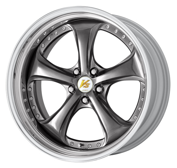WORK VS KF# 20 inch STEP RIM – Brilliant Silver Black (BSB) disk with buff-anodized step rim (official WORK product image)