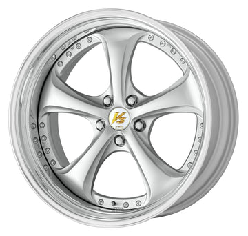 WORK VS KF# 20 inch STEP RIM – Light Greyish Silver (LGS) disk with buff-anodized step rim (official WORK product image)