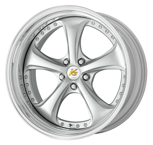 WORK VS KF# 20 inch STEP RIM – Light Greyish Silver (LGS) disk with buff-anodized step rim (official WORK product image)