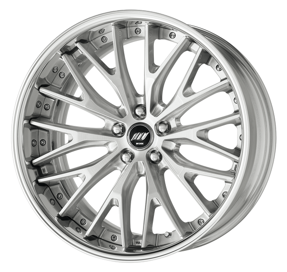 BACK LABEL ZEAST BSTX — Brushed (BRU), Deep Concave. WORK's 20 inch FULL REVERSE wheel, shown as a finish reference for 19 inch FULL REVERSE.