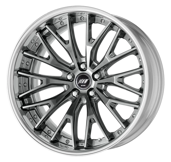BACK LABEL ZEAST BSTX — Brilliant Silver Black (BSB), Deep Concave. WORK's 20 inch FULL REVERSE wheel, shown as a finish reference for 19 inch FULL REVERSE.
