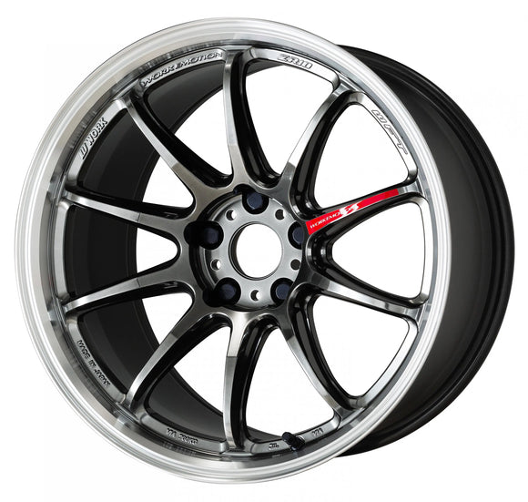 WORK EMOTION ZR10 — Glim Black Diamond Cut Rim (GTKRC), ULTRA DEEP taper. WORK's 18 inch NORMAL wheel, shown as a finish reference for 19 inch NORMAL.