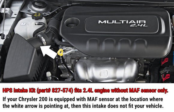 HPS エアインテーク Chrysler 200 2.4L without MAF sensor 2015-2017用