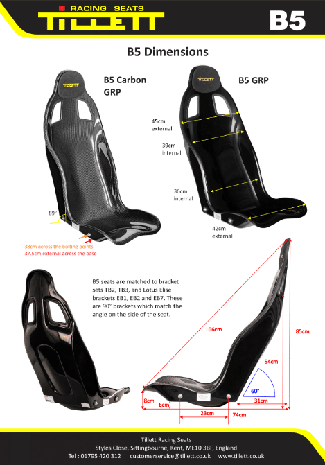 Tillett B5 バケットシート（アップライトポジション・4.5kg）