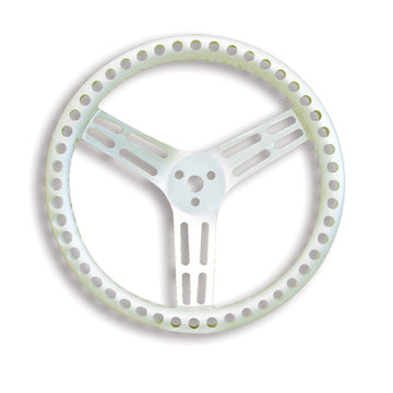 Longacre 52-56835 14" Uncoated Aluminum Steering Wheel - DRILLED - Dished