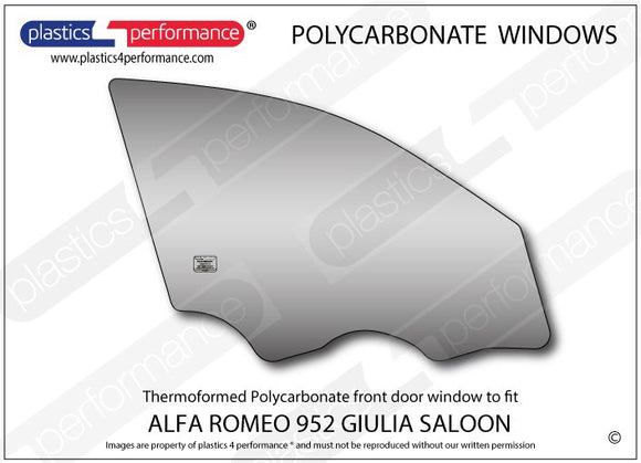ポリカーボネート 右フロントドアウインドウ｜Alfa Romeo Giulia 952 - Sedan