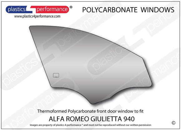 ポリカーボネート 右フロントドアウインドウ｜Alfa Romeo Giulietta 940