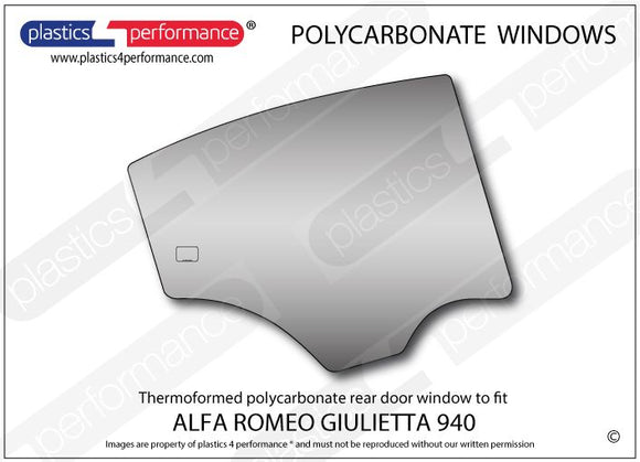 ポリカーボネート 右リアドアウインドウ｜Alfa Romeo Giulietta 940