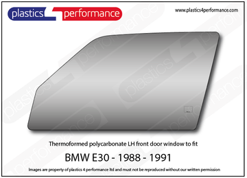 ポリカーボネート 左フロントドアウインドウ｜BMW E30 3 Series - Coupe（1982〜1994年）
